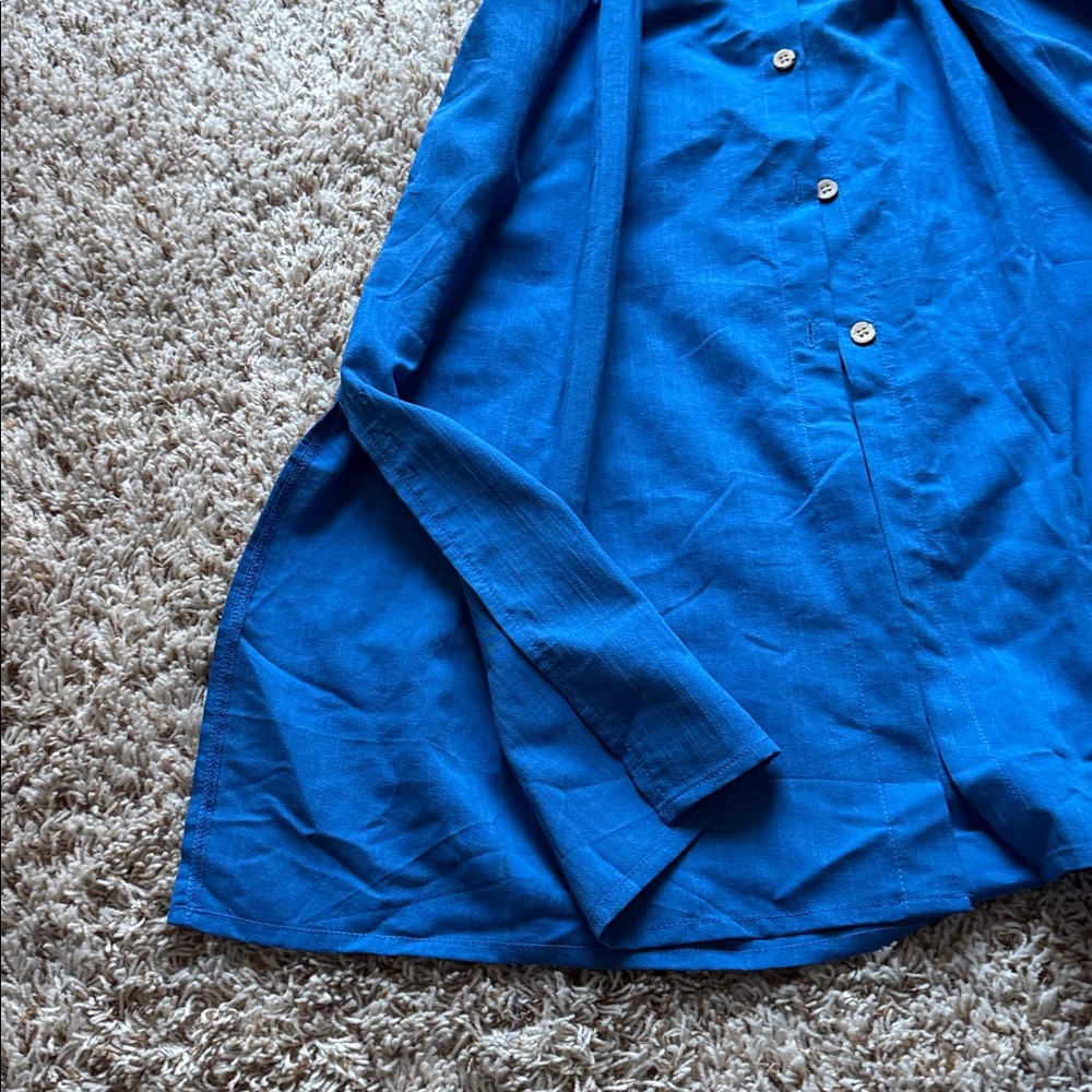 Elegant Blue Midi Shirt Dress - Picture 8 of 10